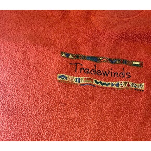 Vintage 90s Tradewinds Orange Fleece Long Sleeve Pullover Sz XL - Picture 6 of 10